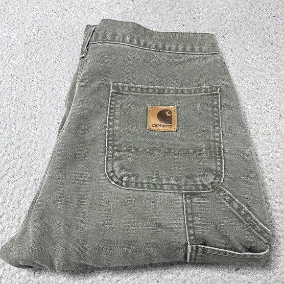 Carhartt Other - Carhartt Pants Mens 30x30 Green Flannel Lined Canvas Carpenter Relaxed Workwear